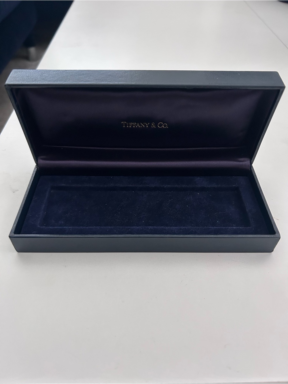Tiffany & Co. Navy Leather Jewelry Case, Velvet & Satin Interior